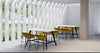 Alega Rectangular White Top Finish High Table with Yellow Barstool in Breakout Setting