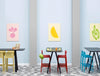Arki Rectangular High Table with Multi Colored Stool in Cafeteria Setting