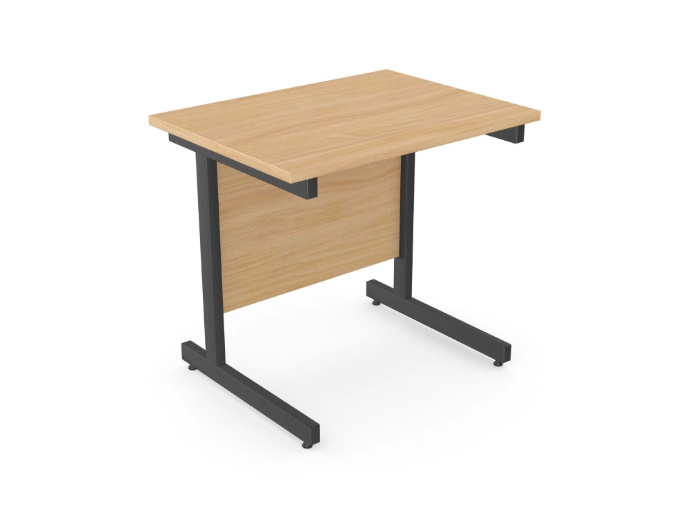 Ashford Return Office Desk With Cantilever Leg In Beech And Dark Grey Finish