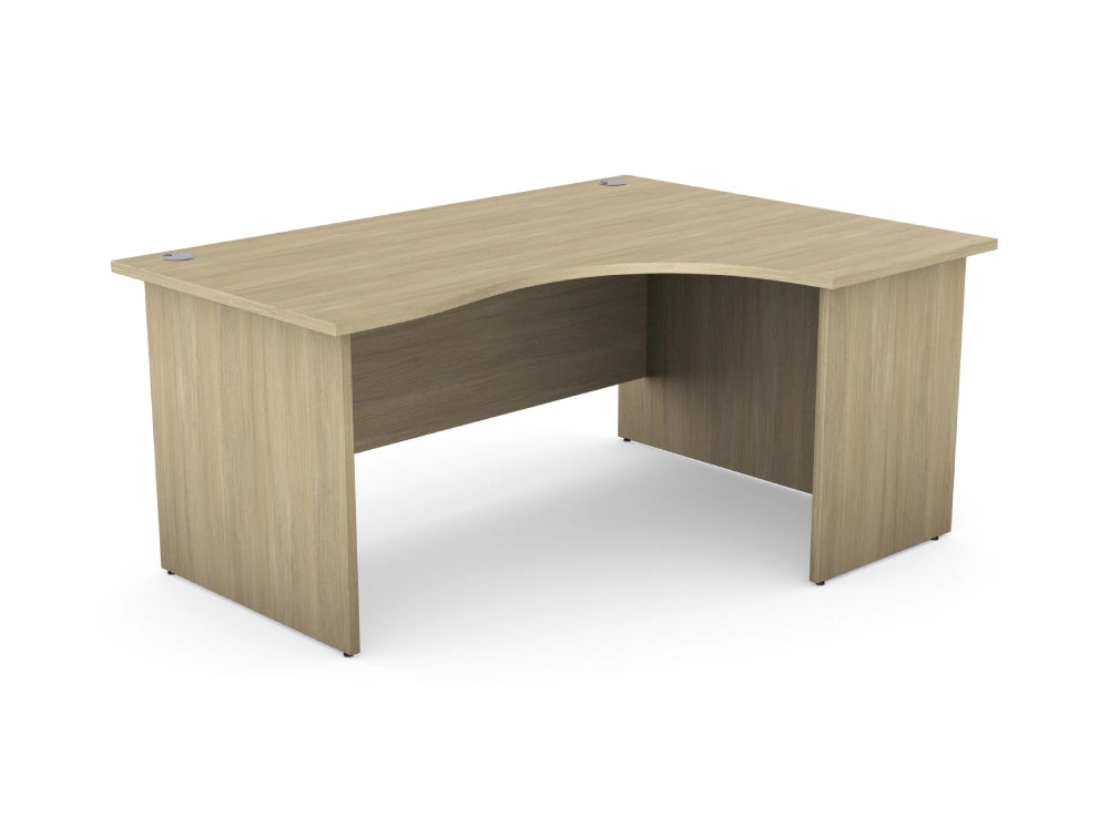 Ashford Wooden Radial Desk With Panel Legs In Light Oak Finish