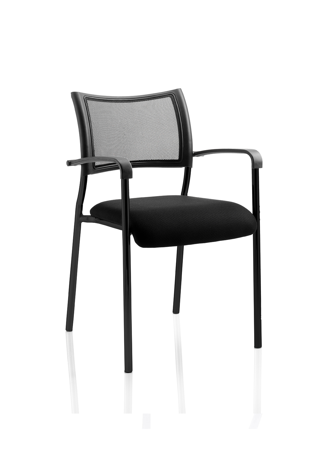 Brunswick Visitor Chair Black Fabric Without Arms Chrome Frame 