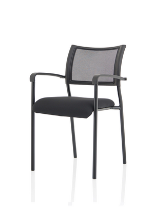 Brunswick Visitor Black Fabric Chair With Arms Black Frame Image 4