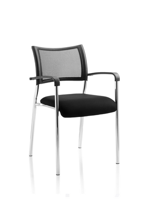 Brunswick Visitor Chair Black Fabric With Arms Chrome Frame Image 3