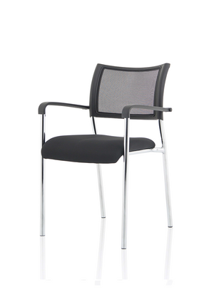 Brunswick Visitor Chair Black Fabric With Arms Chrome Frame Image 9