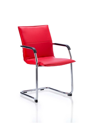 Echo Cantilever Chair Red Soft Bonded Leather With Arms