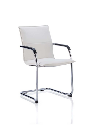 Echo Cantilever Chair White Soft Bonded Leather With Arms Image 2