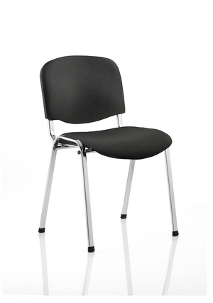 ISO Stacking Chair Black Fabric Chrome Frame Image 2