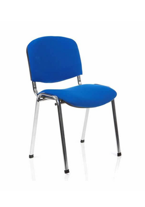 ISO Stacking Chair Blue Fabric Chrome Frame Image 2