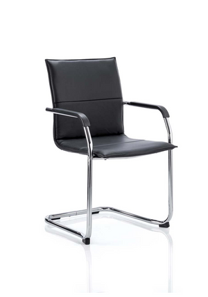 Echo Cantilever Chair Black Soft Bonded Leather With Arms
