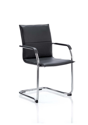 Echo Cantilever Chair Black Soft Bonded Leather With Arms Image 2