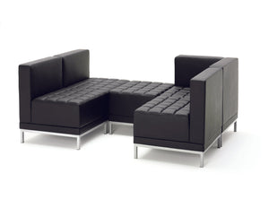 Infinity Modular Corner Unit Sofa Chair Black Soft Bonded Leather Image 3