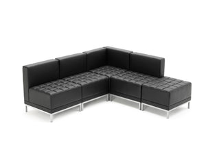 Infinity Modular Corner Unit Sofa Chair Black Soft Bonded Leather Image 9
