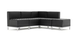 Infinity Modular Corner Unit Sofa Chair Black Soft Bonded Leather Image 10