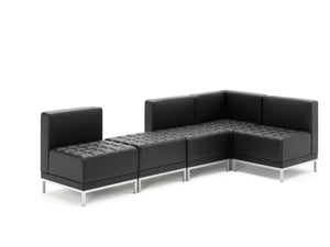 Infinity Modular Corner Unit Sofa Chair Black Soft Bonded Leather Image 5