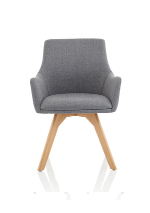 Carmen Grey Fabric Wooden Leg Chair Image 7