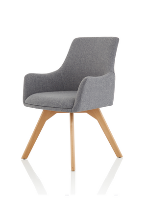 Carmen Grey Fabric Wooden Leg Chair Image 8