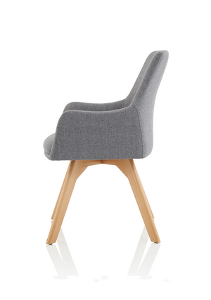 Carmen Grey Fabric Wooden Leg Chair Image 9