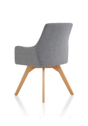 Carmen Grey Fabric Wooden Leg Chair Image 10