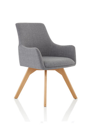 Carmen Grey Fabric Wooden Leg Chair Image 2