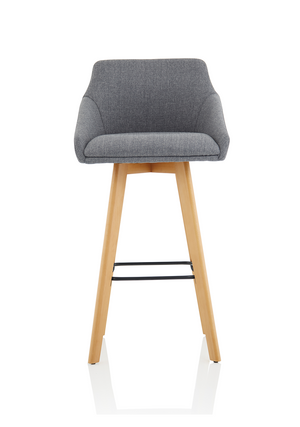 Carmen Grey Fabric Wooden Leg High Stool Image 3