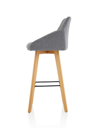 Carmen Grey Fabric Wooden Leg High Stool Image 5