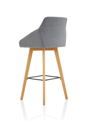 Carmen Grey Fabric Wooden Leg High Stool Image 6