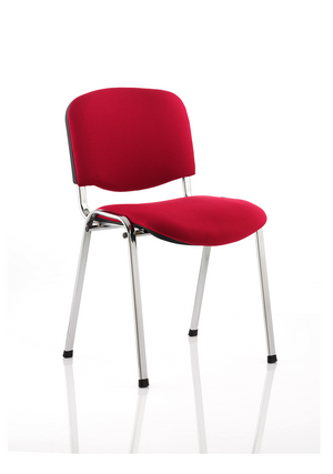 ISO Stacking Chair Wine Fabric Chrome Frame Image 2