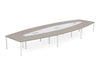 Barrel Shaped Meeting Room Table with Cube Metal Legs