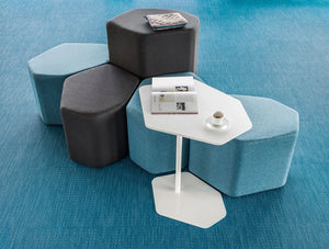 Bazalto Modular Low And High Pouffes Set With Elegant Black Finish And Coffee Table