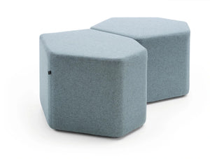 Bazalto Modular Pouffes With Light Grey Fabric Finish And Metal Bindings