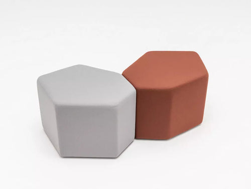 Bazalto Modular Pouffes With Light Grey Finish And Metal Bindings