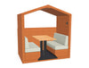 Bea 4 Person Open Meeting Pod Acoustic Sofa Den with Wooden Tabletop