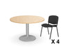 Beech Round Meeting Table With Black Visitor Chairs Bundle
