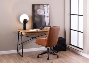 Bjorn Home Office Desk with Table Lamp and Chair in Home Office Setting