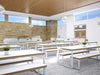 Block Steel White Canteen Table And Benches In An Office