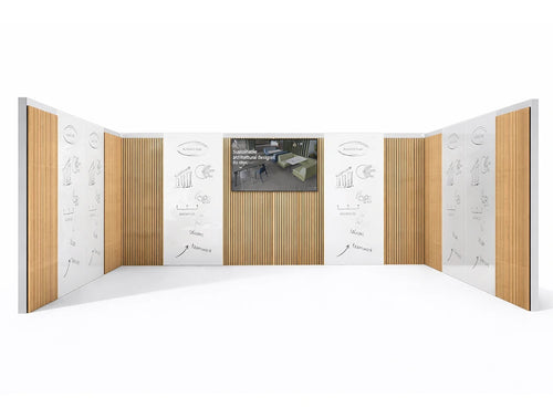 Boardroom Configuration with Wooden Slats and Glassboards