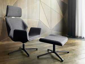 Booi Lounge Chair in 4 Star Base with Footstool in Reception Setting
