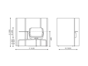 Booi Single Seater Workstation with Tablet Dimensions