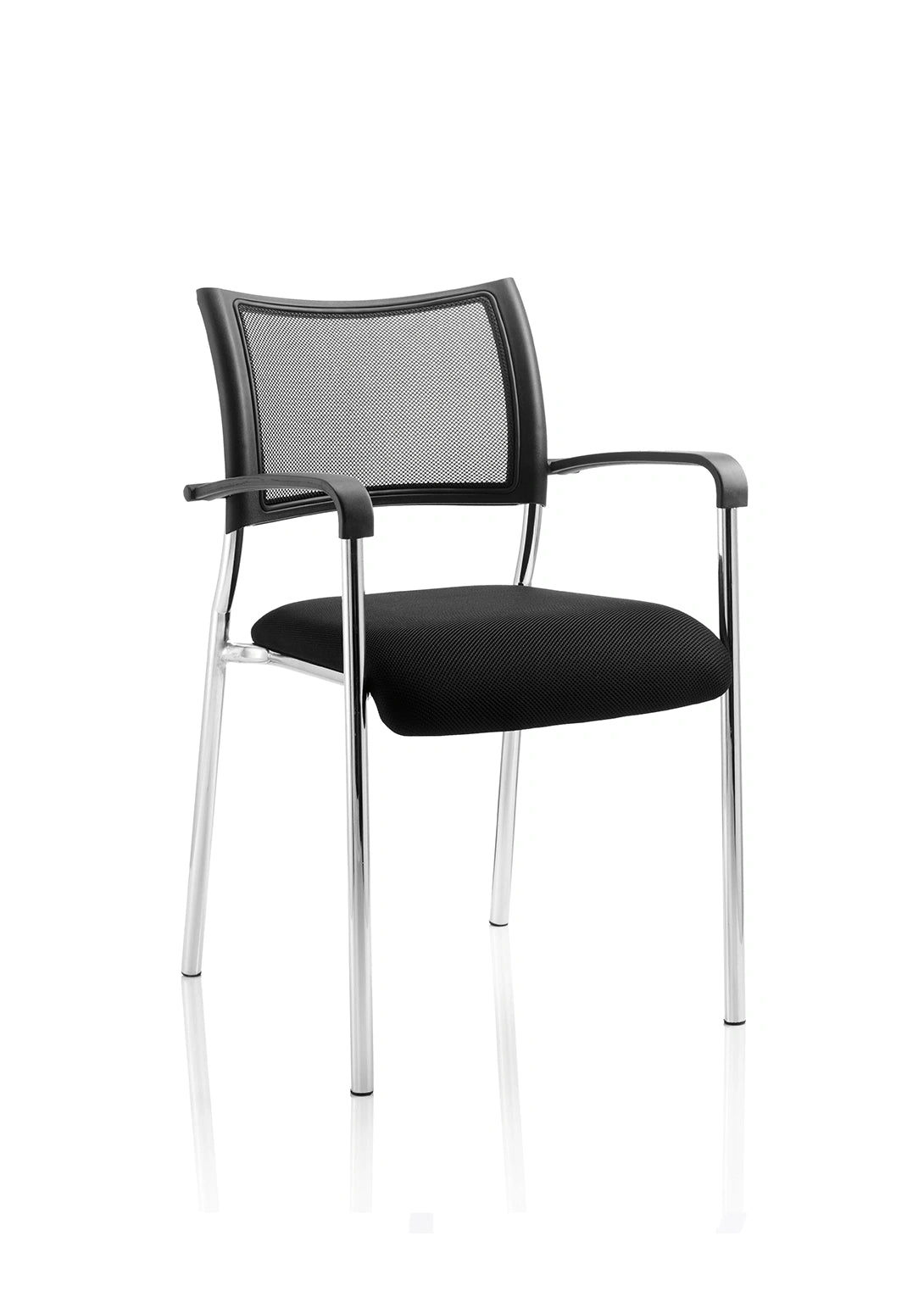 Brunswick Visitor Chair Black Fabric Without Arms Chrome Frame Image 16