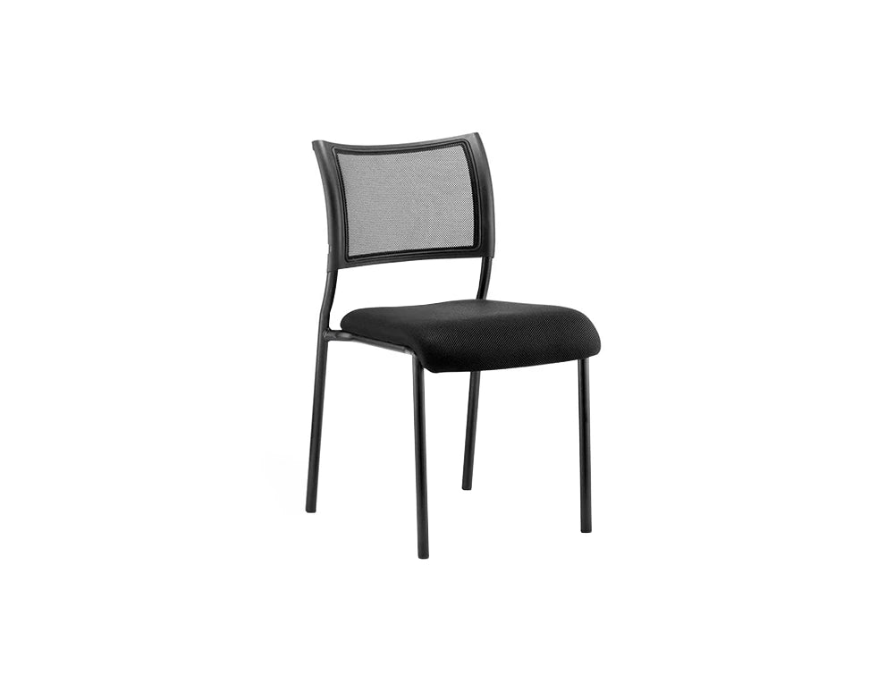 Brunswick Visitor Chair Black Fabric Without Arms Chrome Frame 