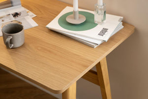 Brycen Home Office Desk with Books and Cup on Top