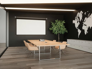 Buronomic Prestige Meeting Executive Table 6 With Chrome Plated Leg And Nebraska Oak Finish In Meeting Area