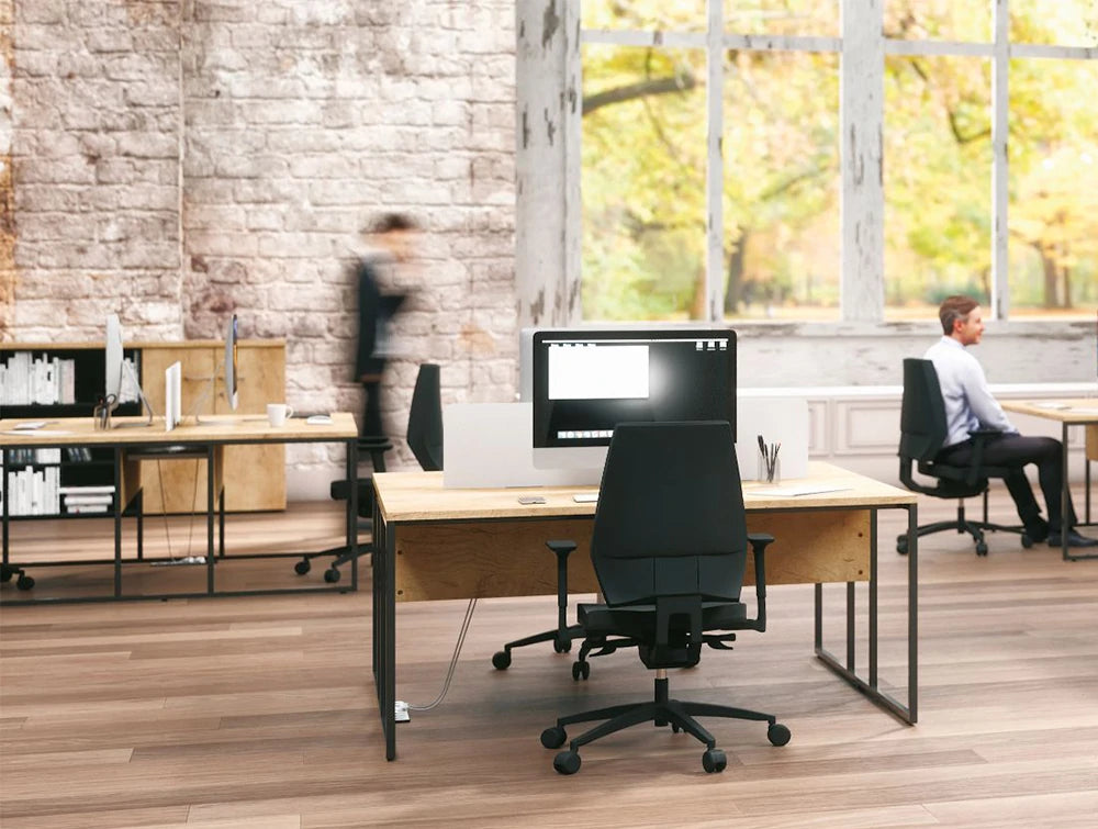 Buronomic Stricto Desk Of Character 2 With Nebraska Oak Top And Black Leg