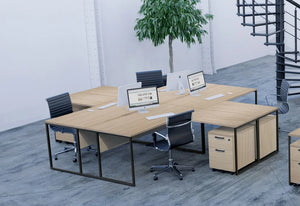 Buronomic Stricto Desk Of Character In Oak Top Finish With Black Armchair And Pedestal