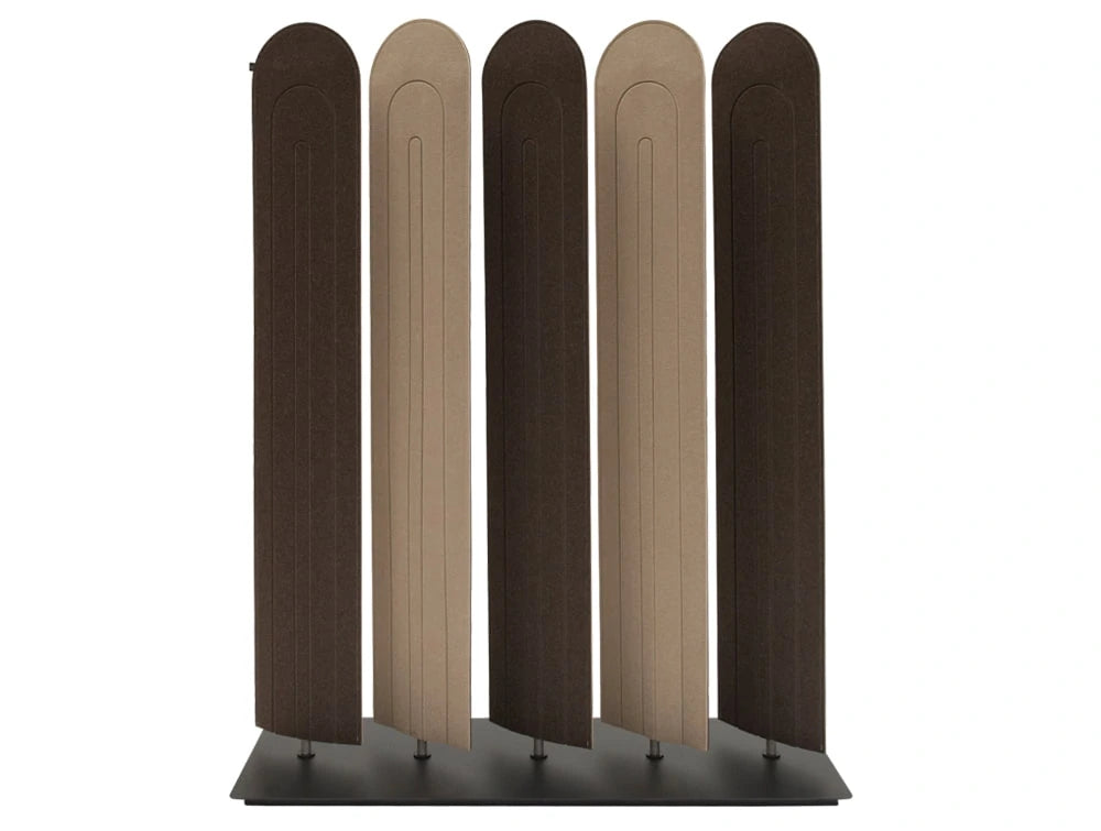 Buzziblinds Arch V Cut Freestanding Acoustic Screen Brown With Black Base