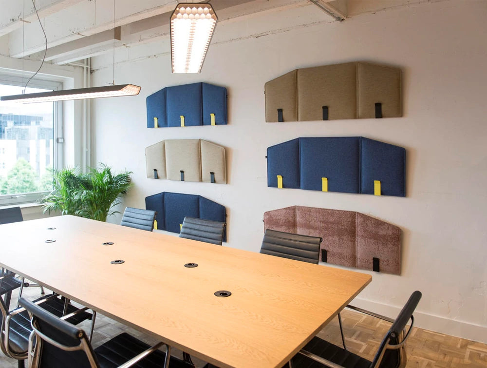 BuzziDesk Flexible Acoustic Workstation Screen Wall Mounted with FixWall in Meeting Room