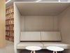 Buzzihub Acoustic Private Seating Pod Library Beige Duo Bookcase White Table