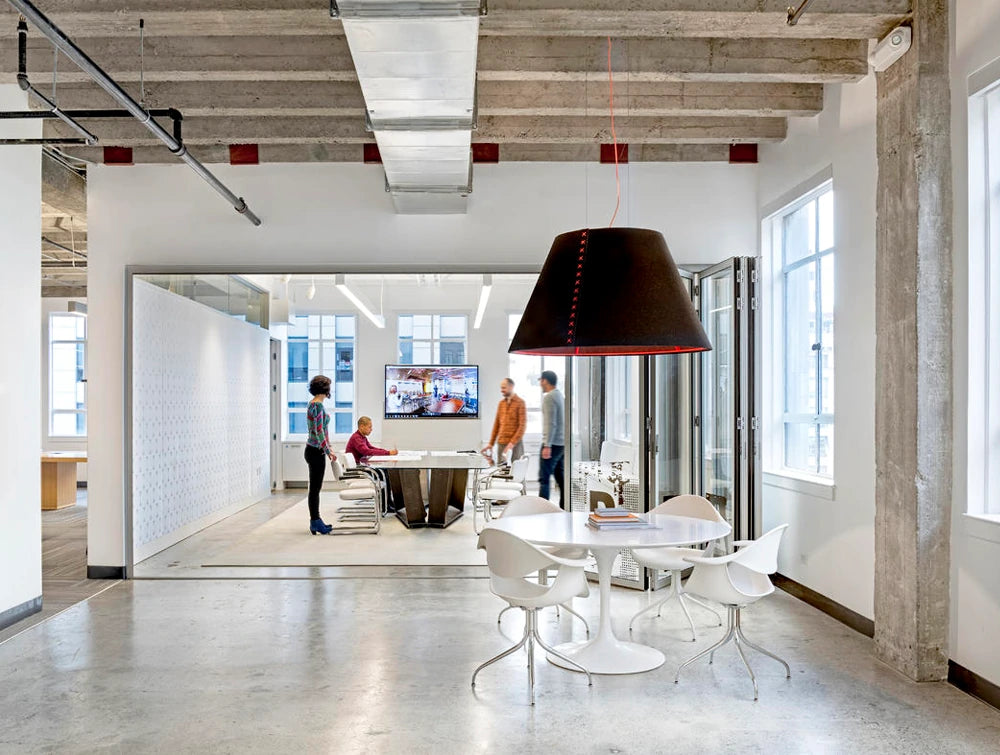 Buzzishade Acoustic Pendant Ceiling Light Office Lobby Meeting Room Brown And Red