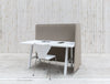 Buzziwrap Front Desk Right Acoustic Partition Beige With White Table And Chair