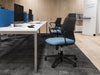 C-Sense Bench Desk with Blue Desk Screen and Black with Blue Amrchair